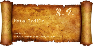 Mata Irén névjegykártya