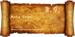 Mata Irén névjegykártya